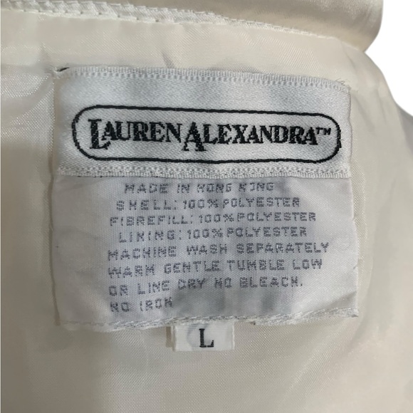 Vintage 80’s white floral quilted midi length robe size L - Picture 4 of 4